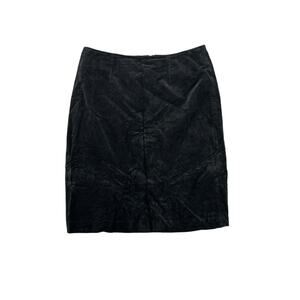 Vintage 90s Y2K Newport News Black Velvet Knee Length Skirt Straight Size 12